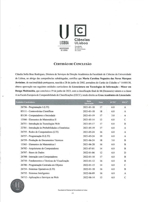 Master’s degree completion certificate